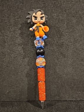Anime Inspired Rhinestone Statement Pen ✨ Orange Crystal Beaded Stylus Pen